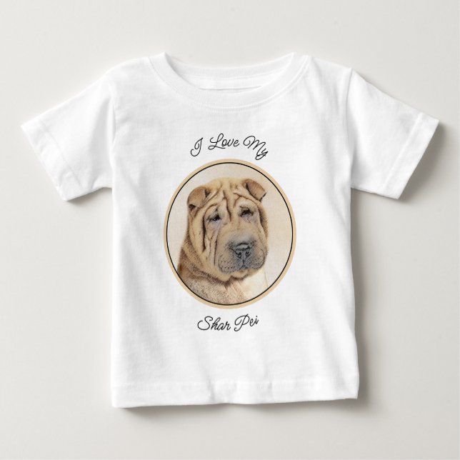 T-shirt Pour Bébé Peinture Shar Pei - Cute Original Chien Art (Devant)