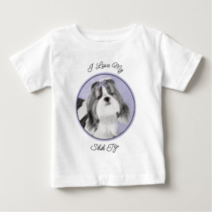 T-shirt Pour Bébé Peinture Shih Tzu - Cute Original Chien Art