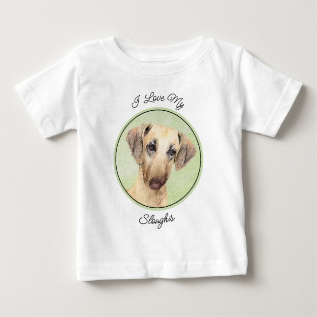 T-shirt Pour Bébé Peinture Sloughis - Joli art original pour chien (Devant)