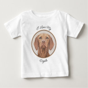 T-shirt Pour Bébé Peinture Vizsla - Joli art original chien