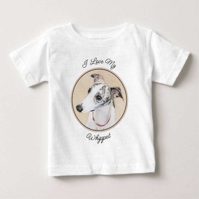 T-shirt Pour Bébé Peinture Whippet - Jolie art original chien (Devant)