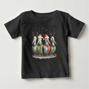 T-shirt Pour Bébé Pélican de Noël mignon avec chapeau de Père Noël