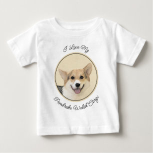 T-shirt Pour Bébé Pembroke Welsh Corgi Peinture - Art Chien original