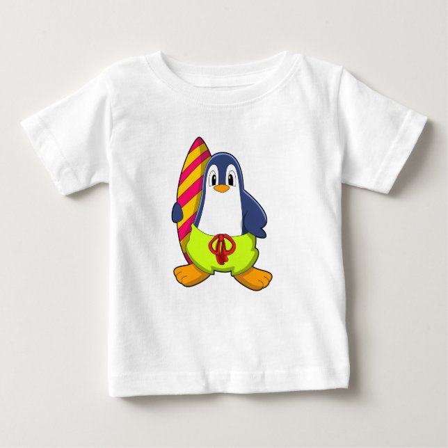 T-shirt Pour Bébé Penguin comme surfer avec Surfer (Devant)