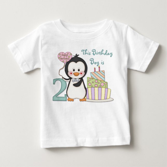 T-shirt Pour Bébé Penguin Cutie - Garçon Deuxième Anniversaire (Devant)