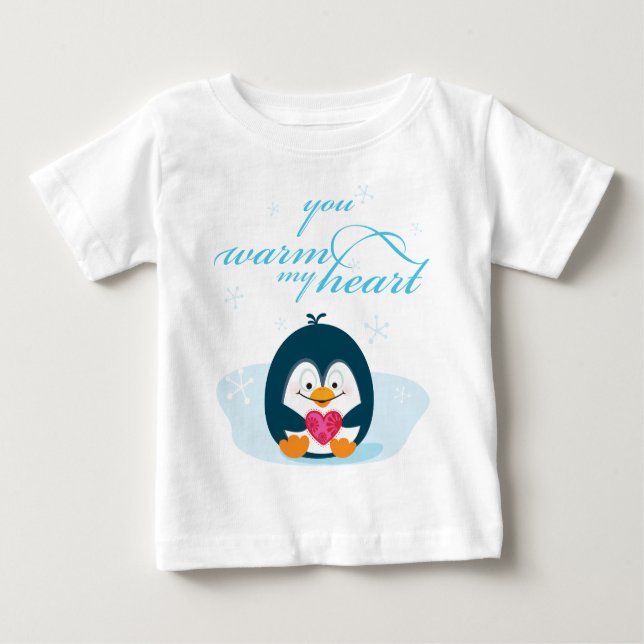 T-shirt Pour Bébé PENGUIN "tu réchauffes mon coeur" (Devant)