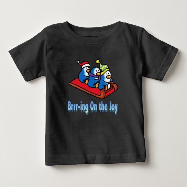 T-shirt Pour Bébé Penguins Dormir Hiver Vacances Scène (Devant)