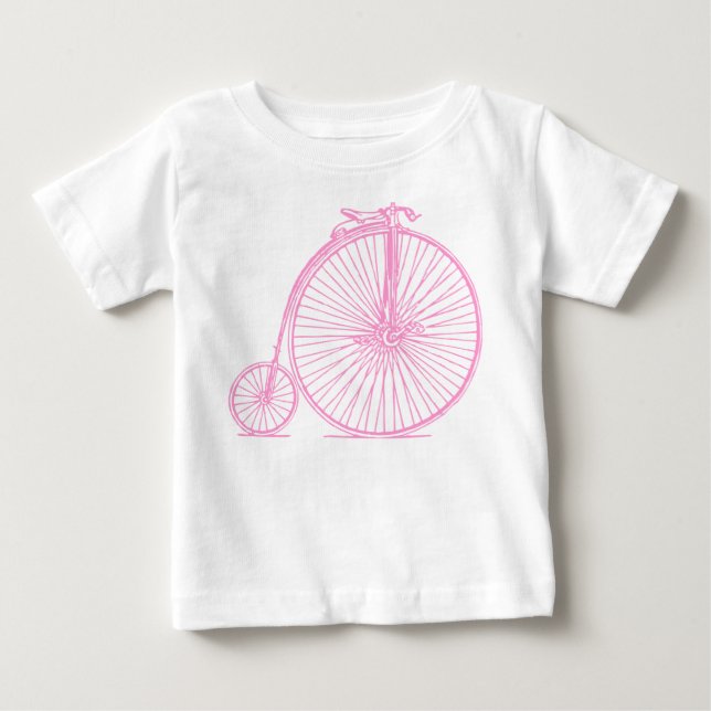 T-shirt Pour Bébé Penny Farthing - Rose (Devant)