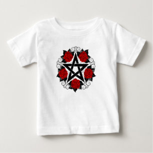 T-shirt Pour Bébé Pentagramme aux roses rouges