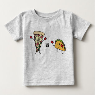 T-shirt Pour Bébé Pepperoni Pizza VS Taco : mexicain contre italien