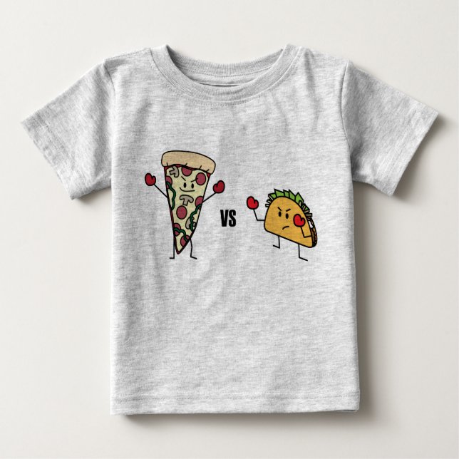 T-shirt Pour Bébé Pepperoni Pizza VS Taco : mexicain contre italien (Devant)