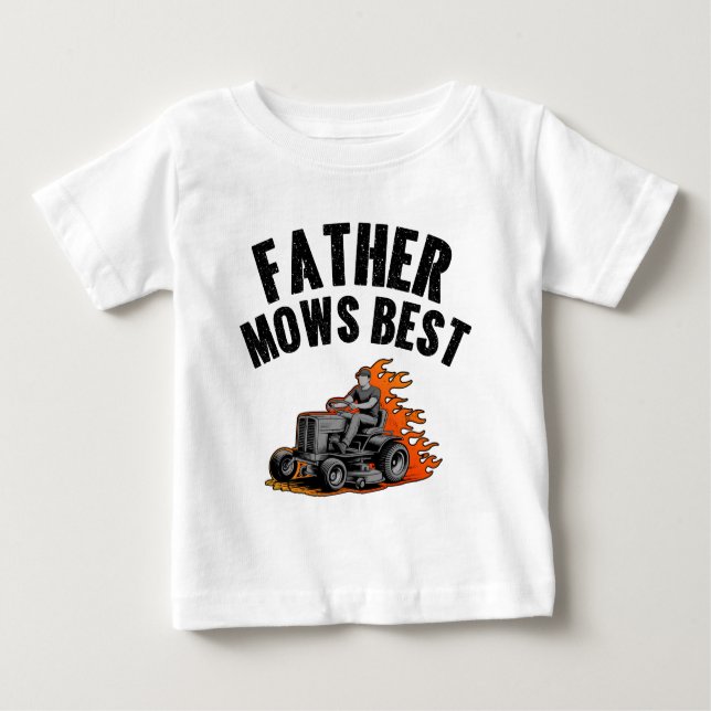 T-shirt Pour Bébé Père Mows Meilleur Amusant Papa Feu Feu Flamme Pel (Devant)