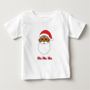 T-shirt Pour Bébé Père Noël afro-américain Ho Ho Ho en blanc Famille