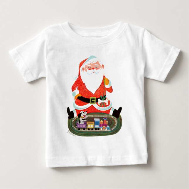 T-shirt Pour Bébé Père Noël avec le train (Devant)