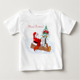 T-shirt Pour Bébé Père Noël avec Renard de lapin et écureuil