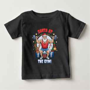 T-shirt Pour Bébé Père Noël avec une touche – Gym Père Noël humour d