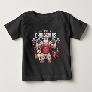 T-shirt Pour Bébé Père Noël avec une touche – Père Noël de gym vacan