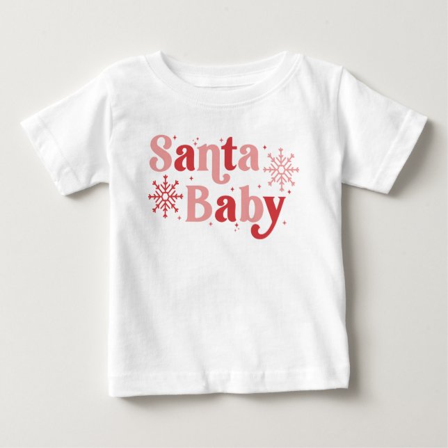 T-shirt Pour Bébé Père Noël Baby - Fun Holiday Typography Design (Devant)