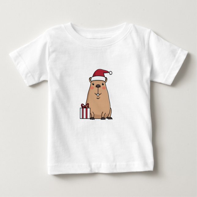 T-shirt Pour Bébé Père Noël Capybara Holiday Fun (Devant)