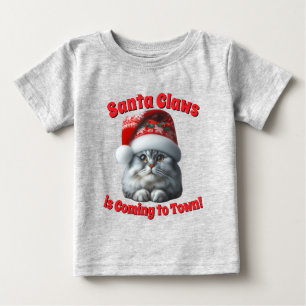 T-shirt Pour Bébé Père Noël Claws vient en ville - Festive Kitty Cat