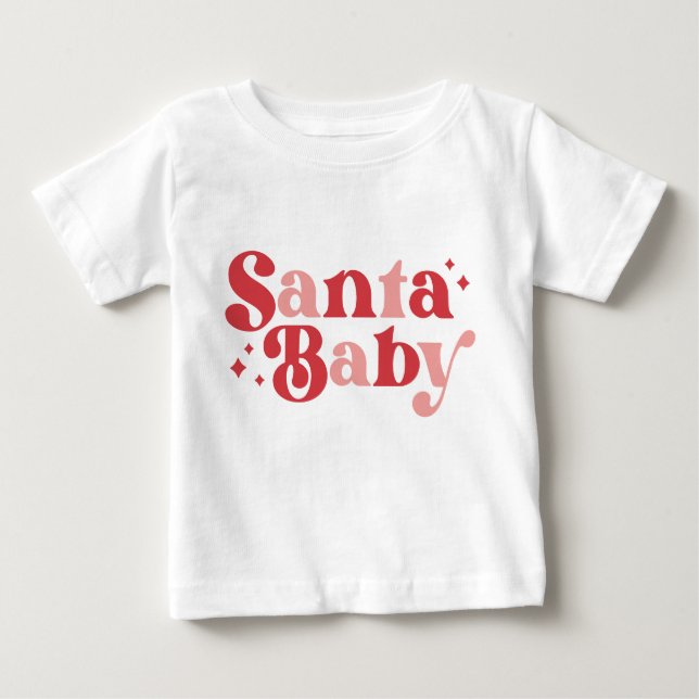 T-shirt Pour Bébé Père Noël de Noël Bébé Mignon Typographie Moderne  (Devant)