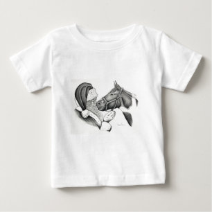 T-shirt Pour Bébé Père Noël de Noël et Cheval de Peinture
