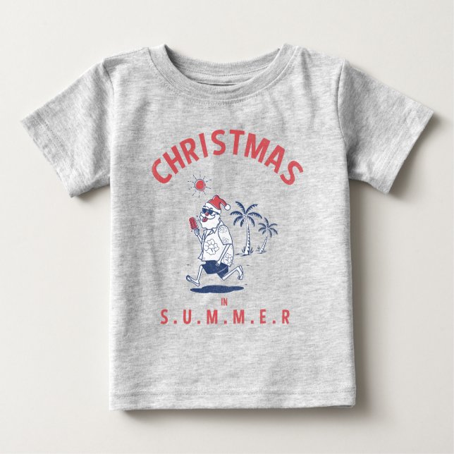 T-shirt Pour Bébé Père Noël Drôle En Été Noël En Juillet (Devant)