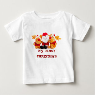 T-shirt Pour Bébé Père Noël Et Rennes