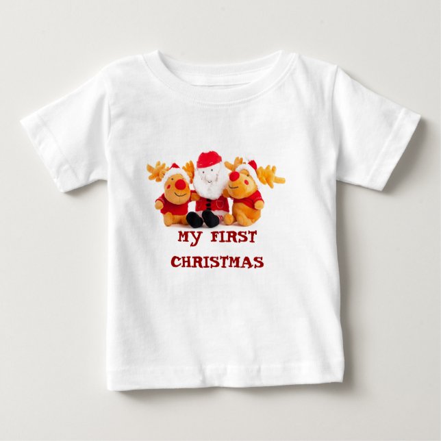 T-shirt Pour Bébé Père Noël Et Rennes (Devant)