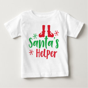 T-shirt Pour Bébé Père Noël Helper, Chaussures Elf, Snowflakes, Noël