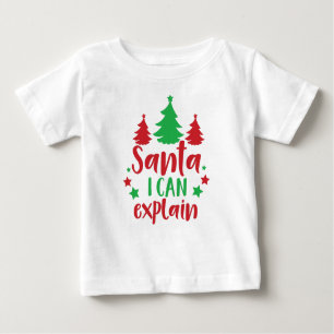 T-shirt Pour Bébé Père Noël Je Peux Expliquer, Arbres, Étoiles, Noël