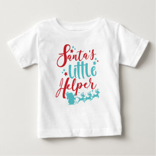 T-shirt Pour Bébé Père Noël Little Helper, Sleigh, Reindeer, Étoiles