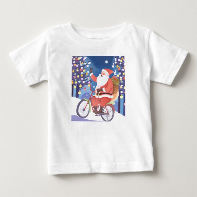 T-shirt Pour Bébé Père Noël motard (Devant)