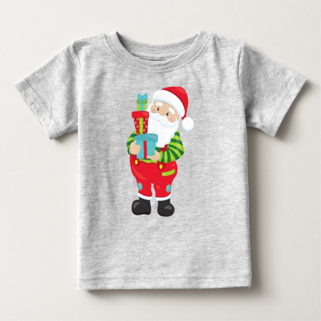 T-shirt Pour Bébé Père Noël, Noël, Noël, Noël, Dons, Présentations (Devant)