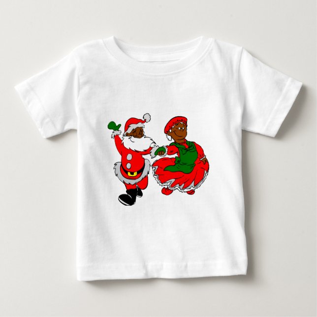 T-shirt Pour Bébé père Noël noire mme claus (Devant)