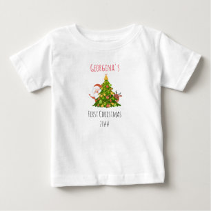 T-shirt Pour Bébé Père Noël personnalisée pour bébé premier arb