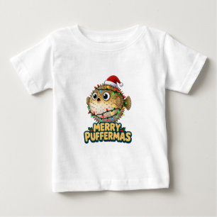 T-shirt Pour Bébé Père Noël Poisson Gonflable Chapeau Lumières de No