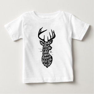 T-shirt Pour Bébé Père Noël rennes de Noël, noir et blanc