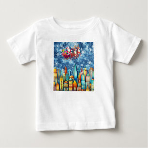 T-SHIRT POUR BÉBÉ PÈRE NOËL SUR LA VILLE