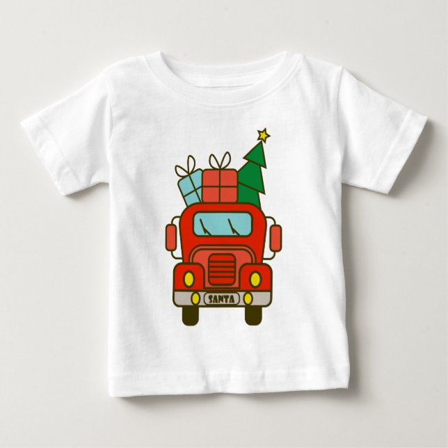 T-shirt Pour Bébé Père Noël vue de devant Joyeux Noël (Devant)