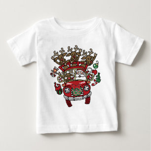 T-shirt Pour Bébé Père Noël Woody et son dessin de Noël Reindeer