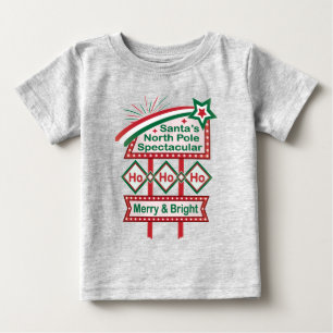 T-shirt Pour Bébé Père Noël's Retro Marquee - Ho Ho Ho Joyeux et lum