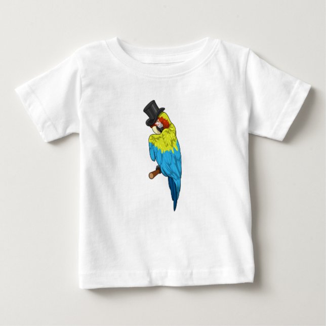 T-shirt Pour Bébé Perroquet avec cylindre (Devant)