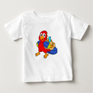 T-shirt Pour Bébé Perroquet comme étudiant avec sac à dos