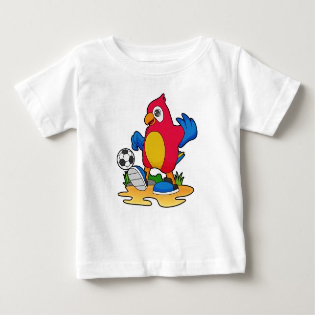 T-shirt Pour Bébé Perroquet comme joueur de football avec Soccer (Devant)