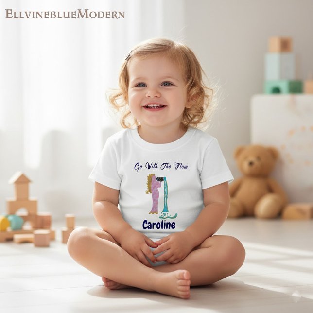 T-shirt Pour Bébé Personalized Aquarius Zodiac Impressionist Toddler (Créateur téléchargé)