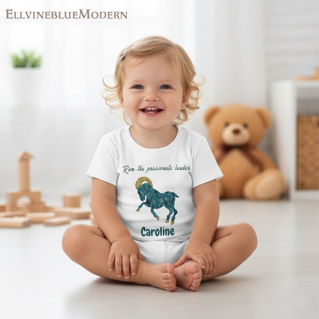 T-shirt Pour Bébé Personalized Aries Zodiac Impressionist Toddler  (Créateur téléchargé)
