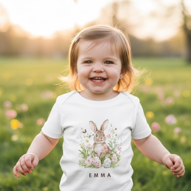 T-shirt Pour Bébé Personalized Easter Bunny Baby Custom Name (Créateur téléchargé)