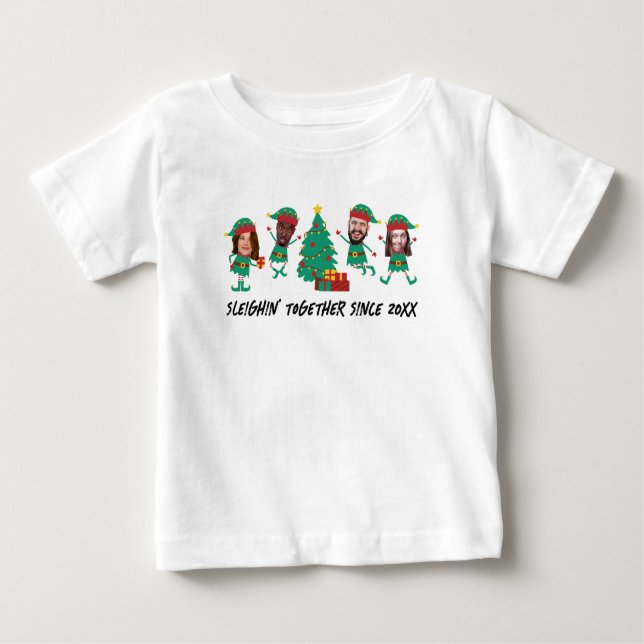 T-shirt Pour Bébé Personalized Funny Face Photo Christmas Elf (Devant)
