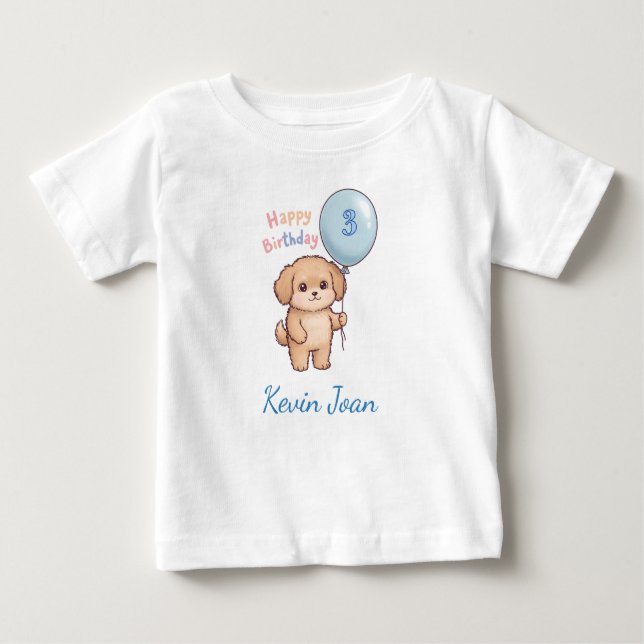 T-shirt Pour Bébé Personalized Kids Birthday T-Shirt, Custom Name (Devant)
